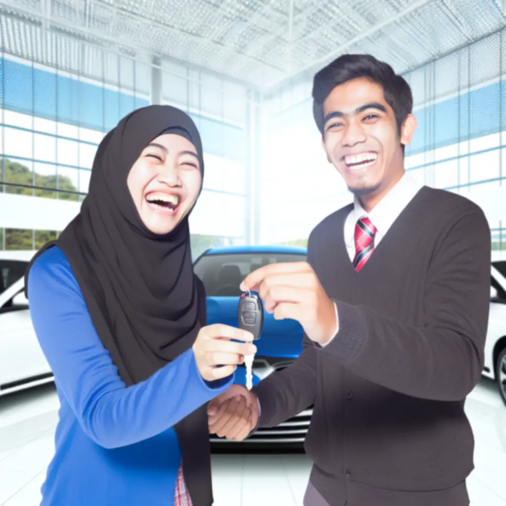 Happy customer receiving car keys at BOK AUTOS NI LTD