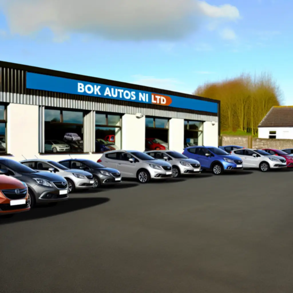 Modern rental car parked in Dungannon, representing BOK AUTOS NI LTD vehicle rental services