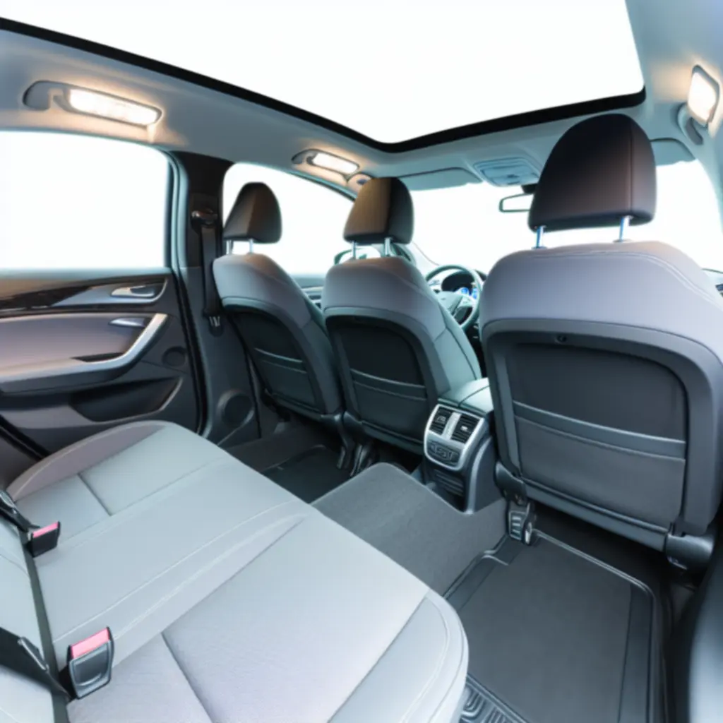 Neat vehicle interior with clear dashboard and comfortable seating